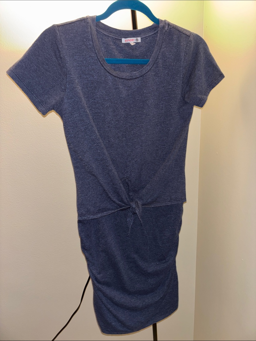 Sundry Navy Short-Sleeve Tie-Front Dress Size XS Size 0